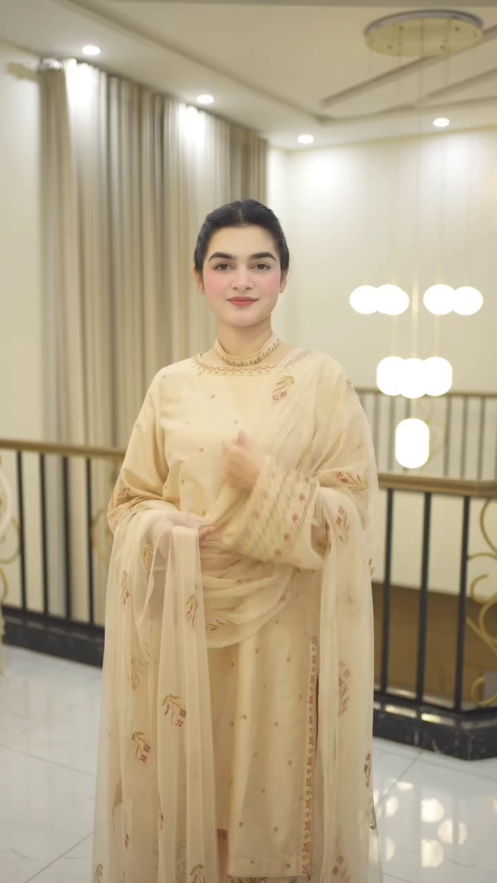 Beige Ethnic Kurta Set with Dupatta