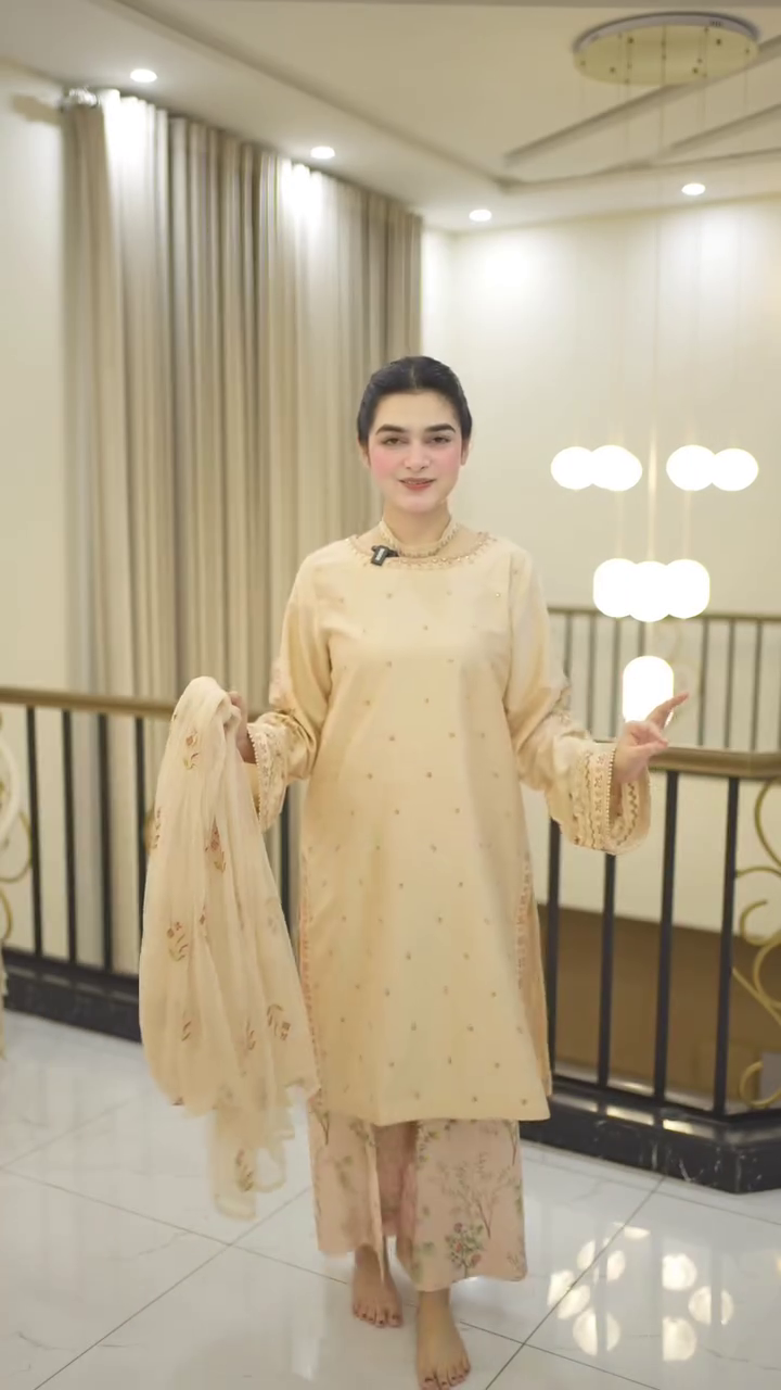 Beige Ethnic Kurta Set with Dupatta