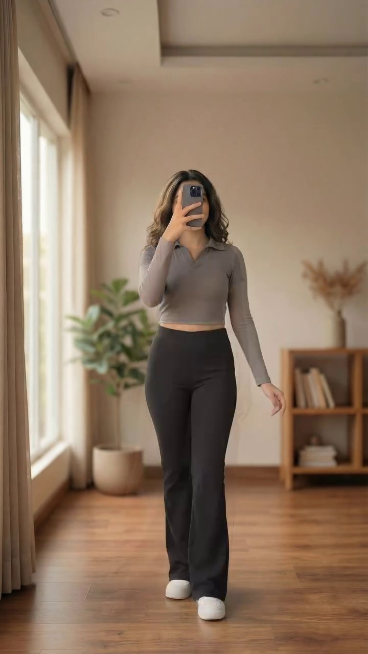 Olive Cargo Pants with Black Top