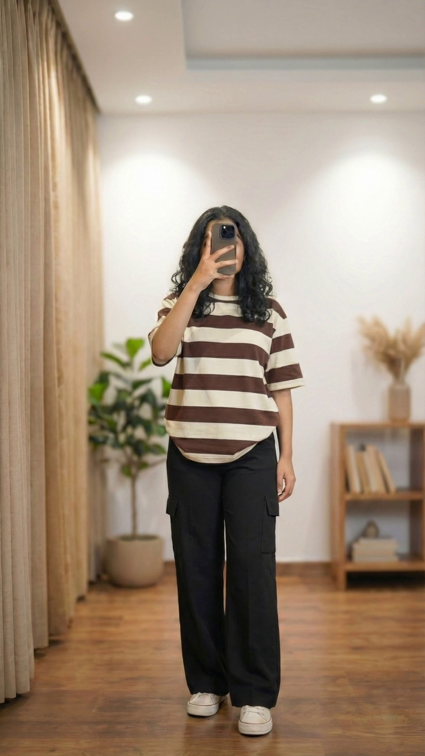 Pink Striped Tee with Cargo Pants