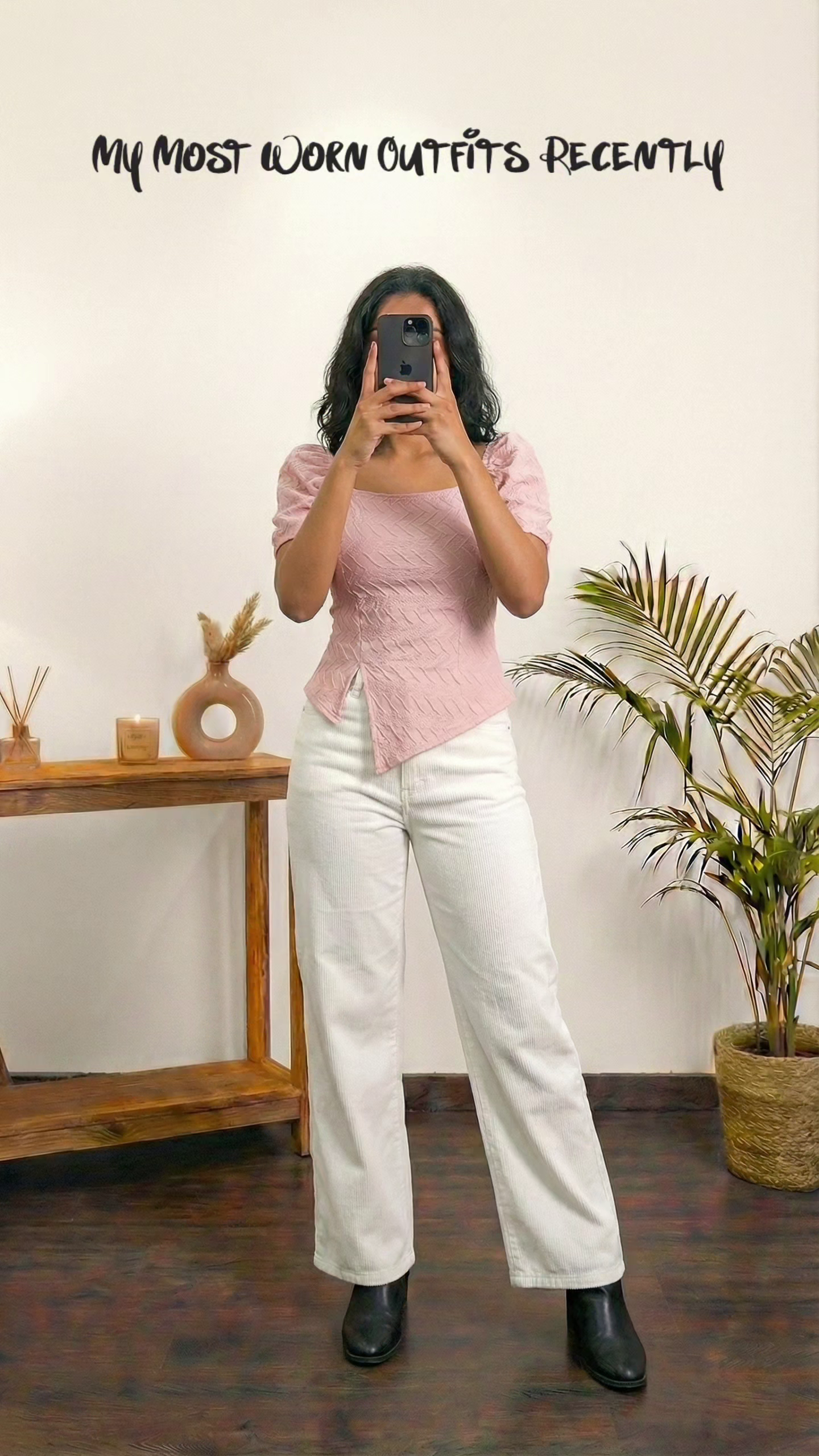 . One Shoulder Red Top & Jeans