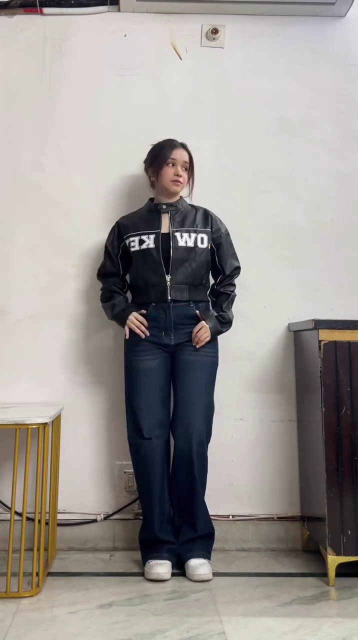 Black Leather Jacket & Denim