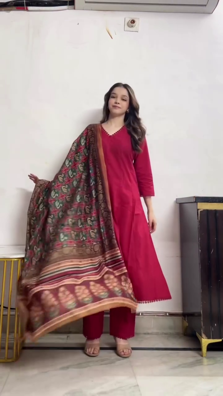 Red Kurta Set with Dupatta