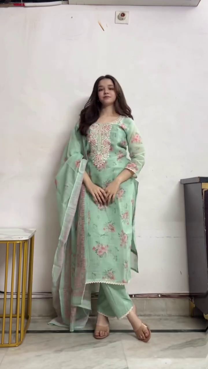 Navy Printed Anarkali Set