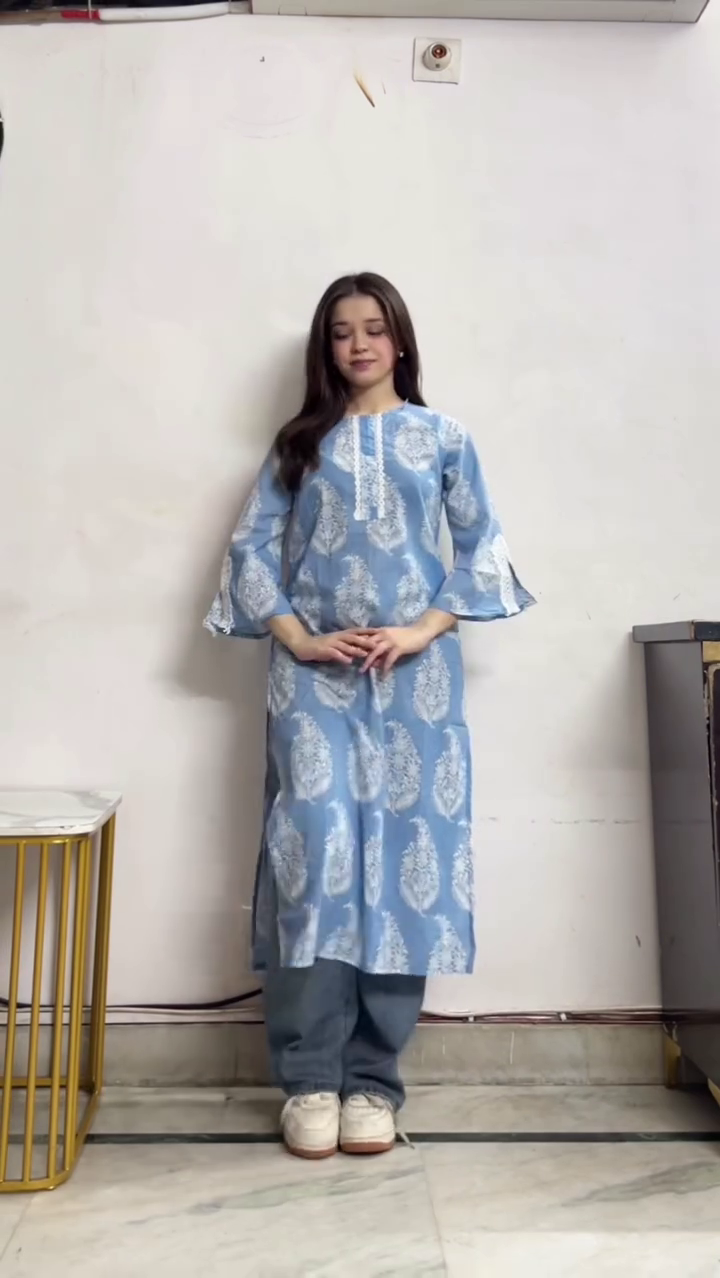 Mustard Printed Long Kurta