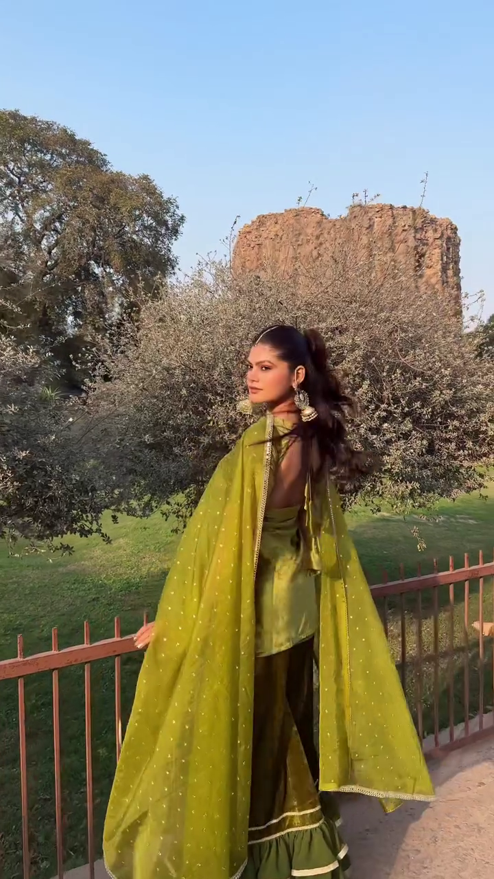 Olive Green Ethnic Suit Set
