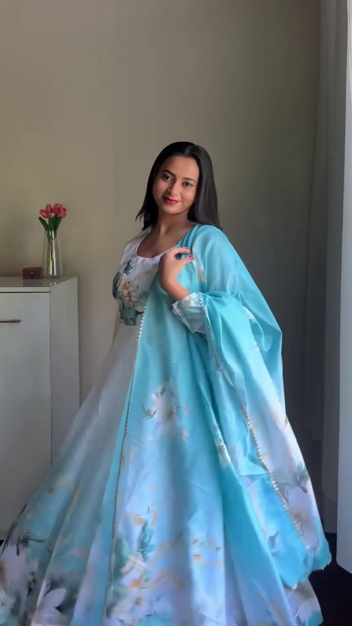 Pink Floral Anarkali Dress