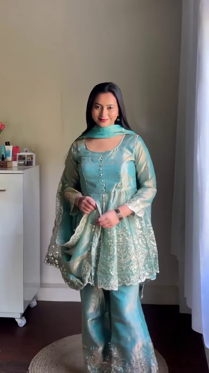 Red Festive Anarkali with Dupatta