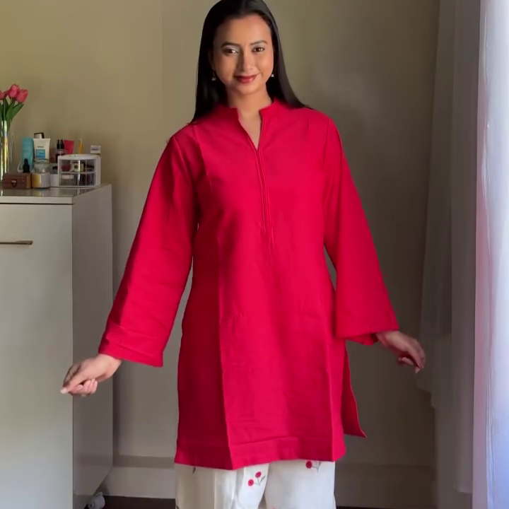 Classic Red Straight Kurta Set