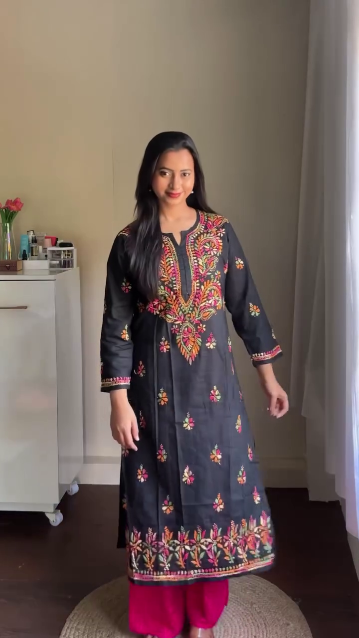 Rani Pink Embroidered Kurta