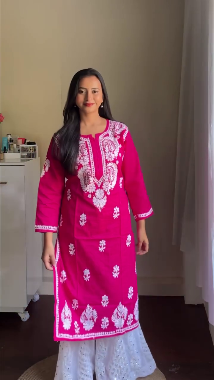 Rani Pink Embroidered Kurta