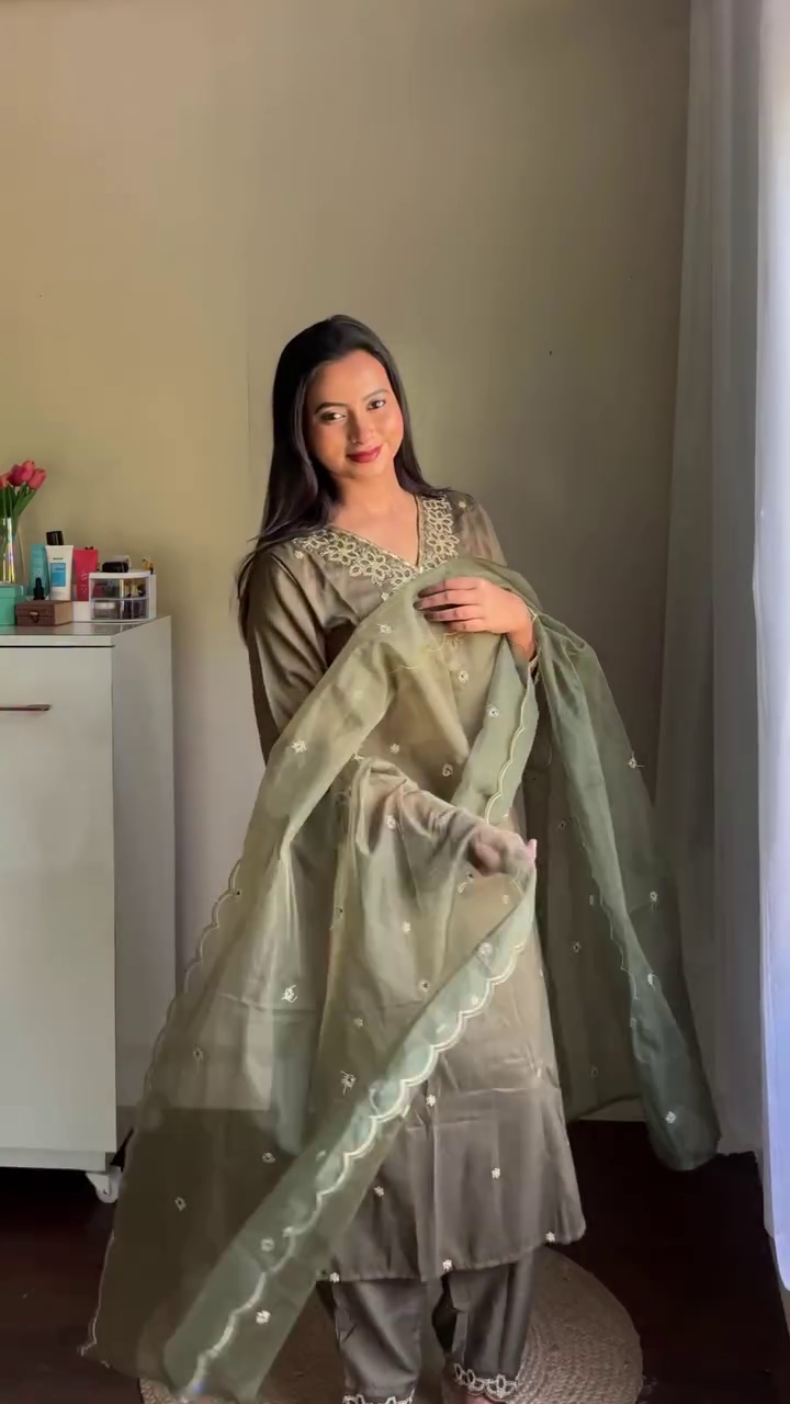 Olive Green Elegant Suit Set