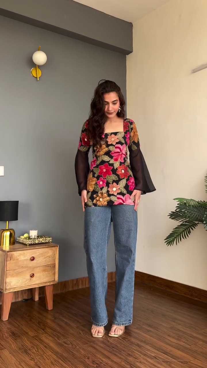 Mustard Floral Summer Top & Denim