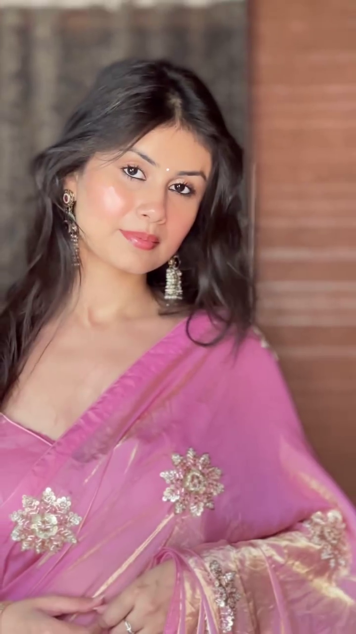 Pink Embroidered Saree