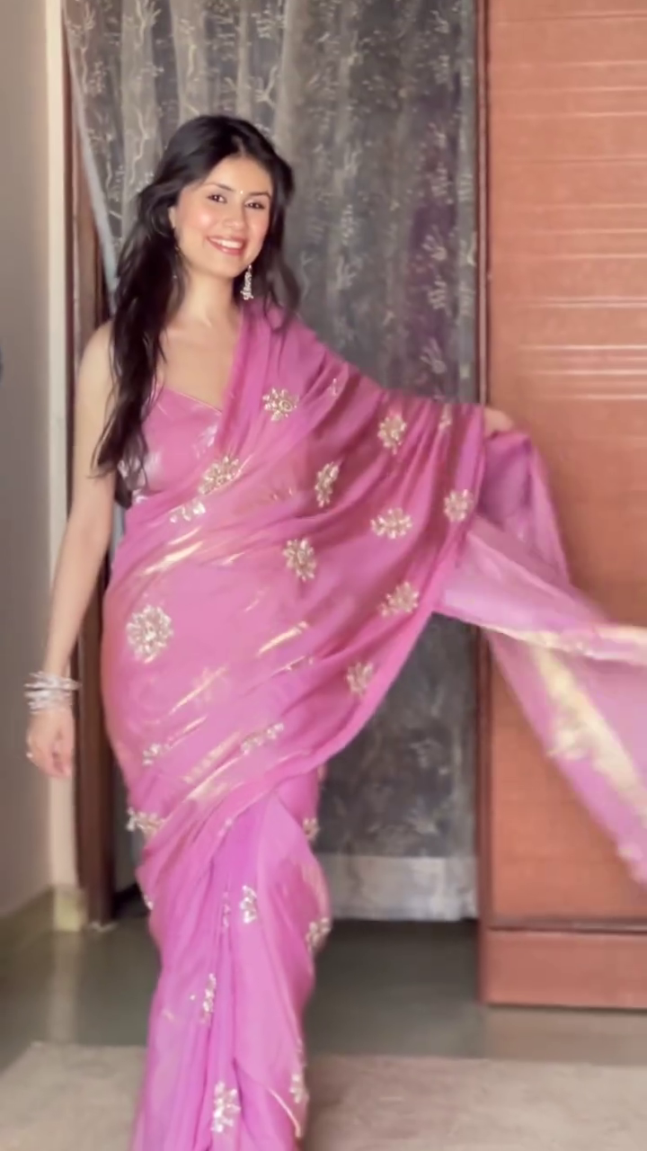 Pink Embroidered Saree