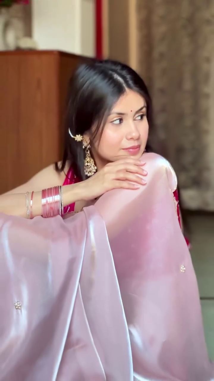 Pink Organza Saree