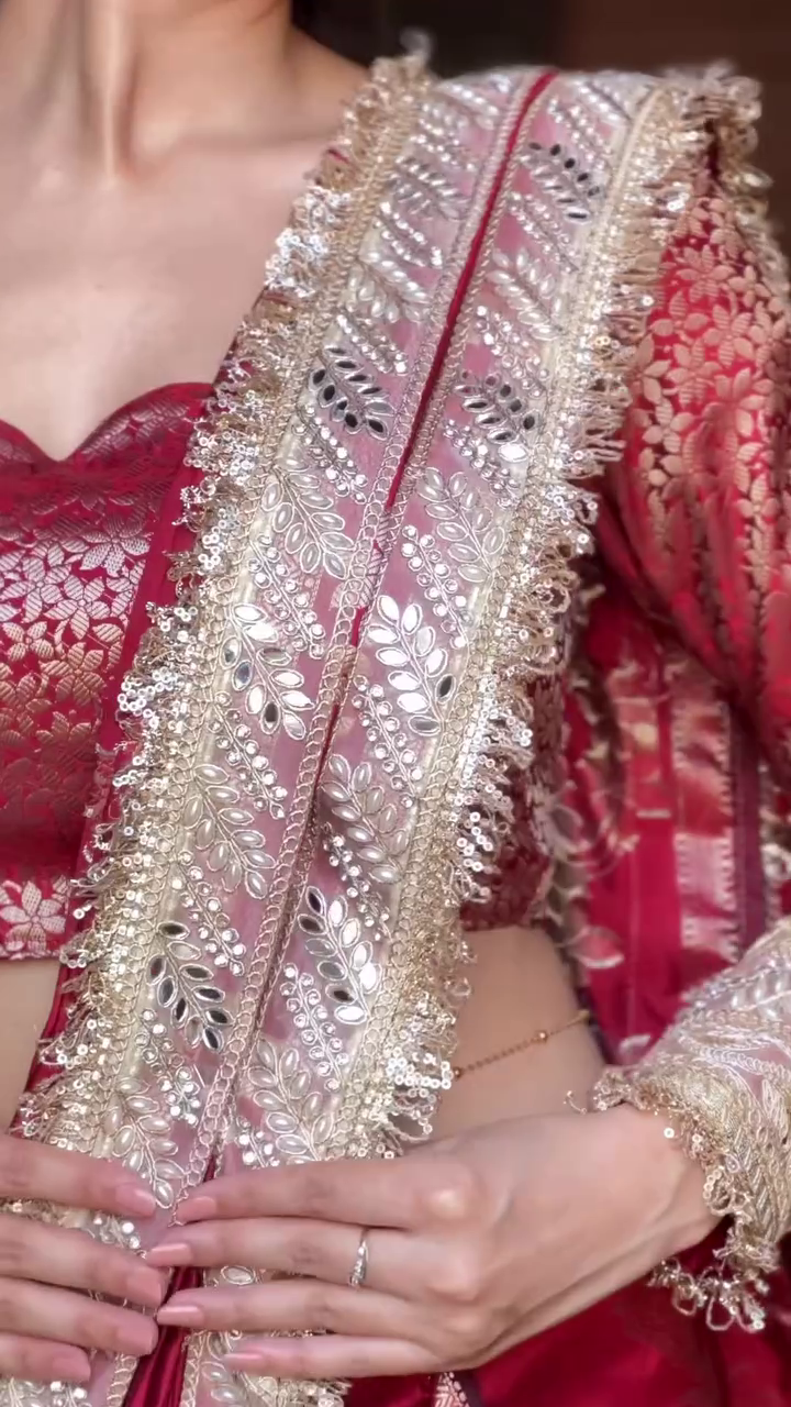 Red Banarasi Lehenga Saree