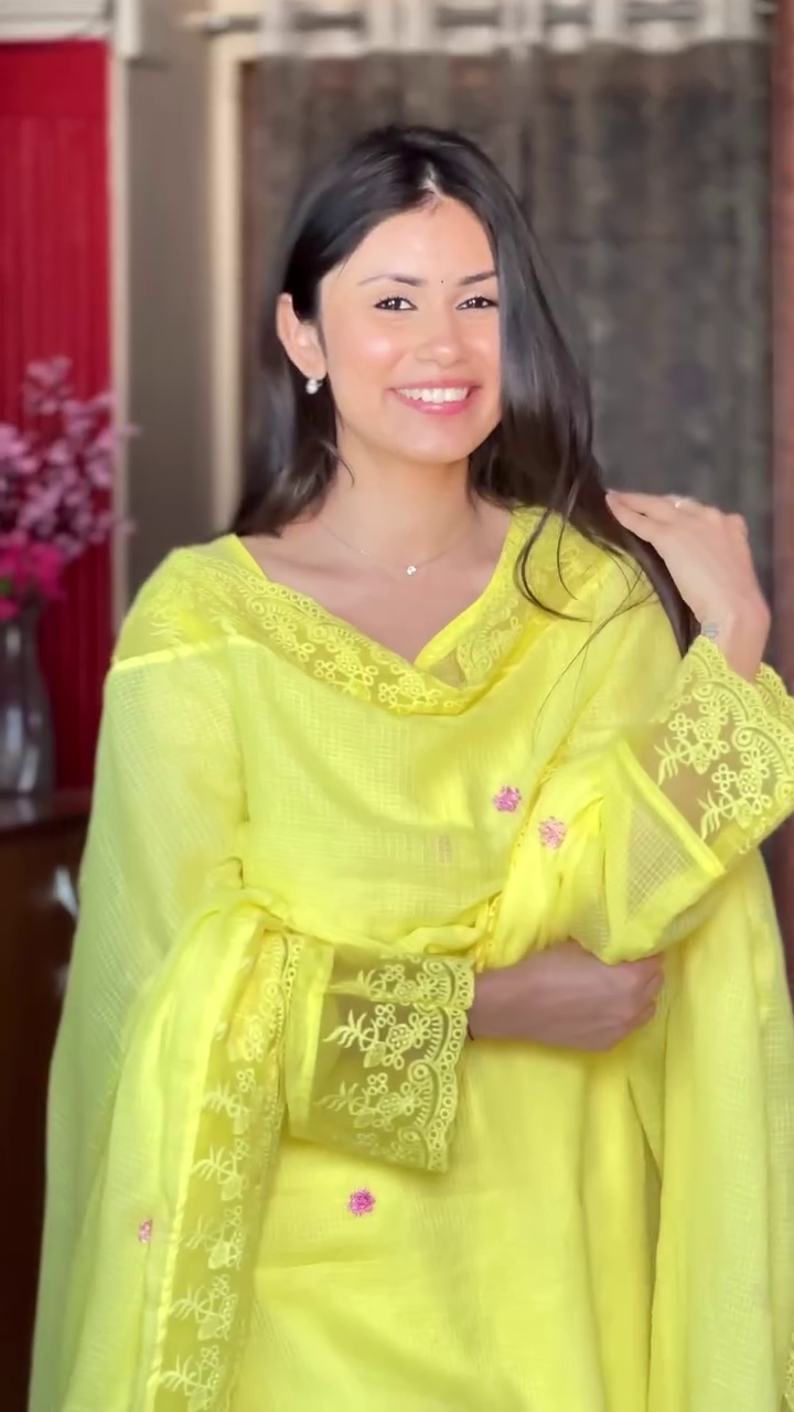 Lime Yellow Kurta Set with Dupatta
