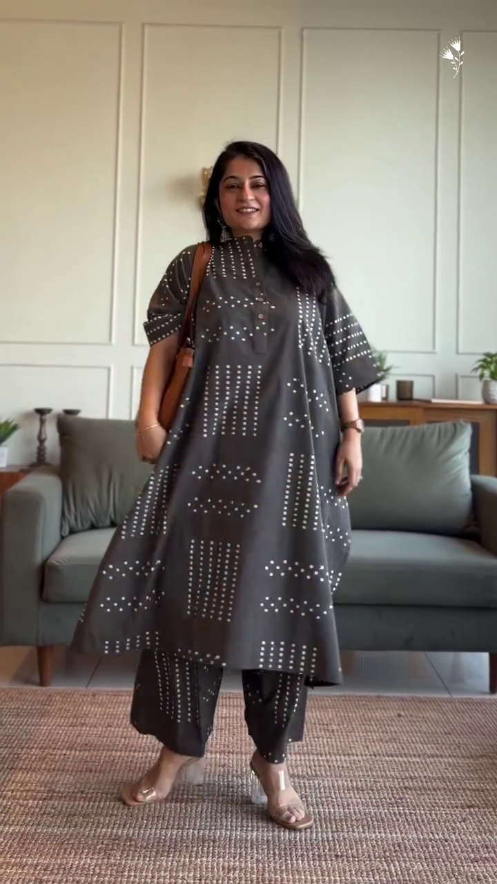 harcoal Printed Co-Ord Set with Relaxed Fit