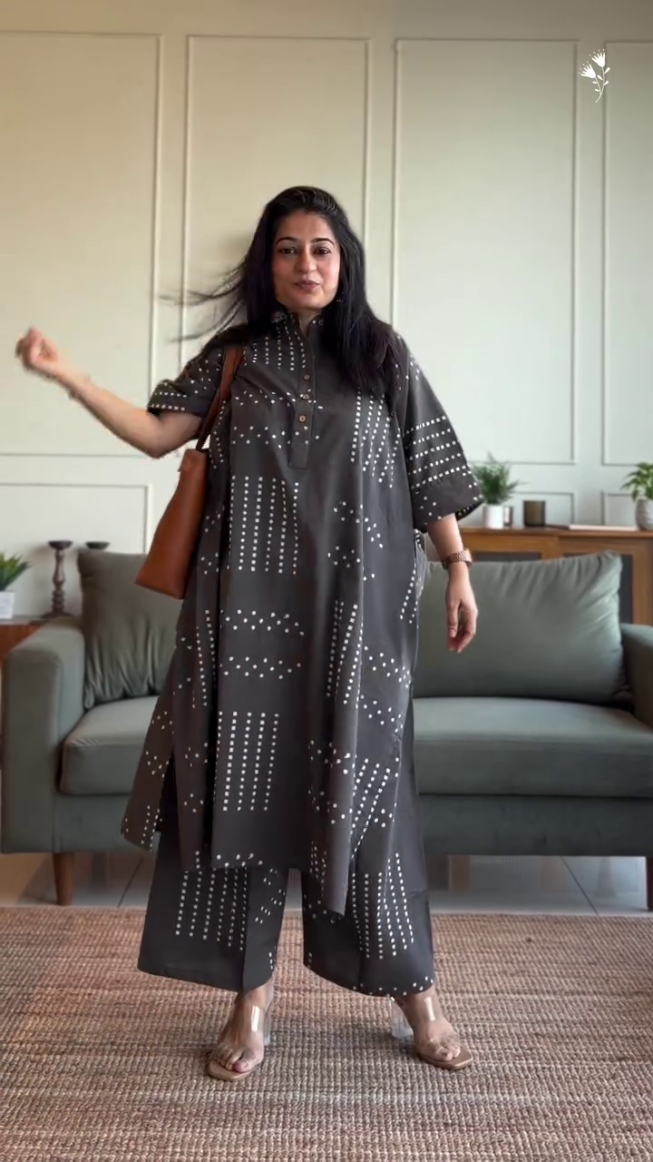 harcoal Printed Co-Ord Set with Relaxed Fit