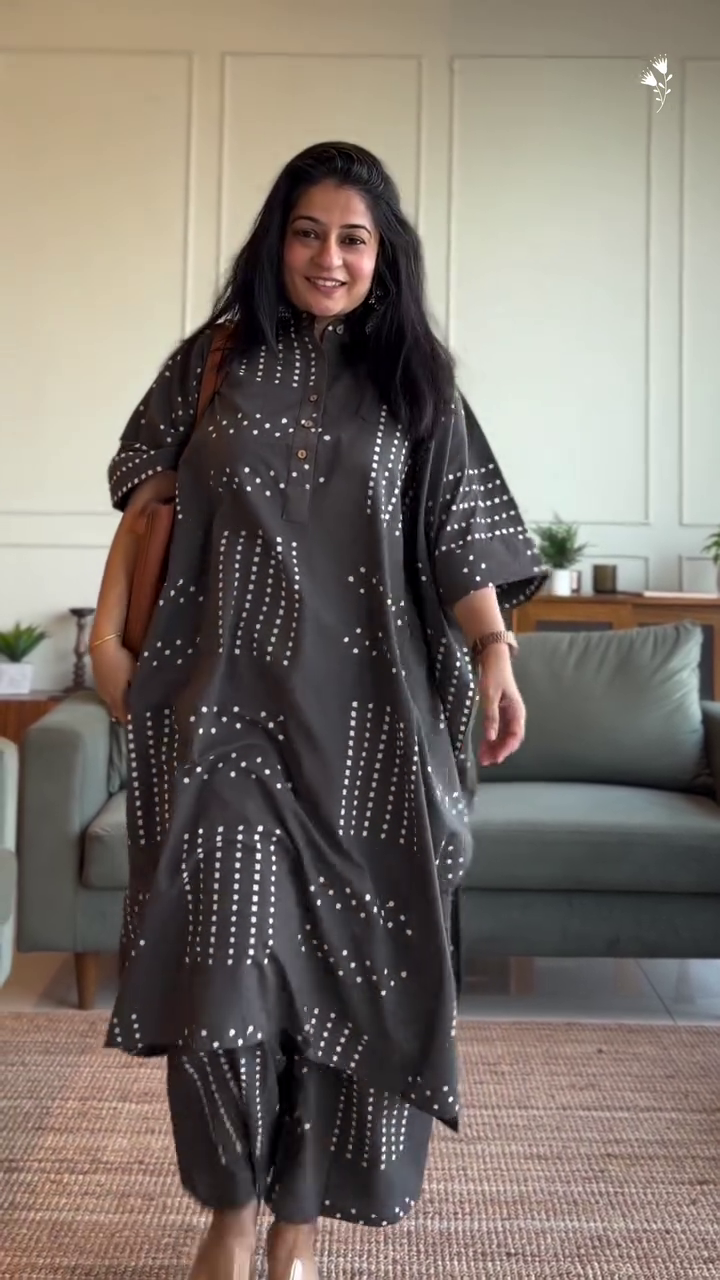 harcoal Printed Co-Ord Set with Relaxed Fit