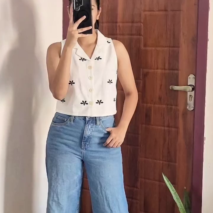 Black Ribbed Top with Bow Detail