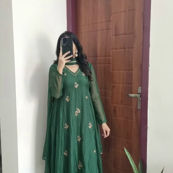 Maroon Embroidered Kurti Dress with Flare