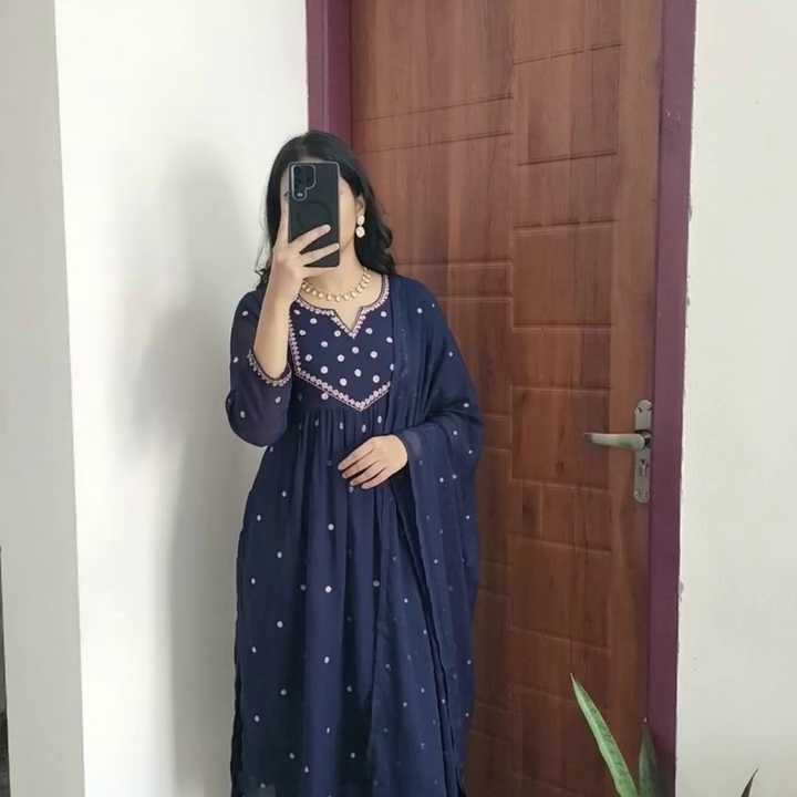 Maroon Embroidered Kurti Dress with Flare