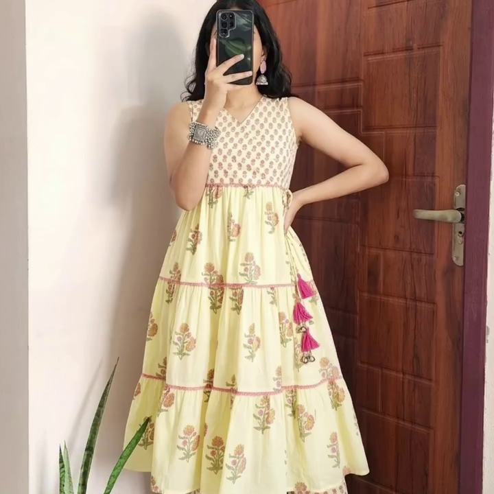 Lime Green Sleeveless Kurti with Ethnic Prints