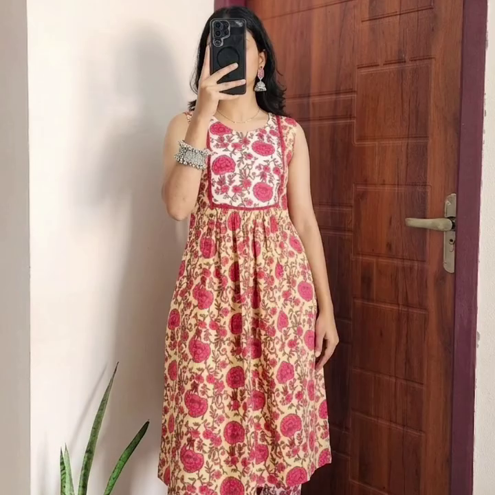 Lime Green Sleeveless Kurti with Ethnic Prints