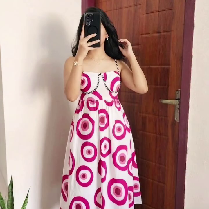 Brown & White Printed Maxi Dress with Flowy Fit