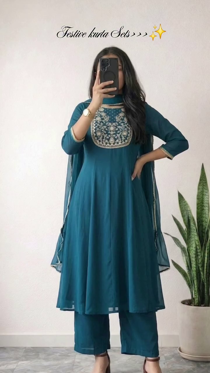 Emerald Green Festive Kurta Set with Dupatta