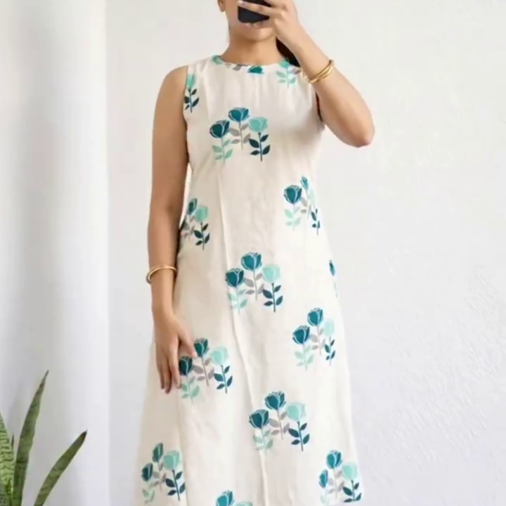 Off-White Floral Sleeveless Maxi Dress