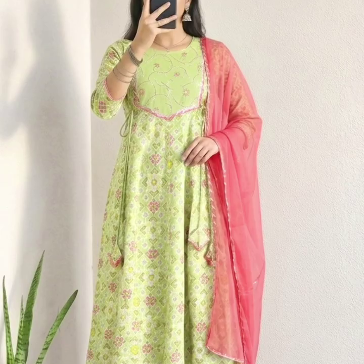 Blue & White Printed Kurta Set with Dupatta